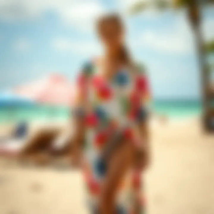Elegant beach cover-up in a vibrant print