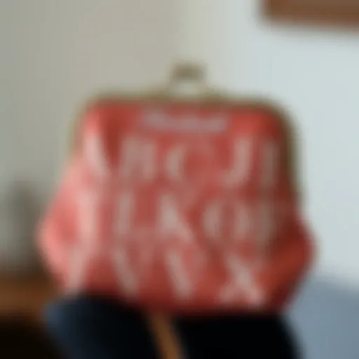 Elegant alphabet coin purse showcasing intricate embroidery