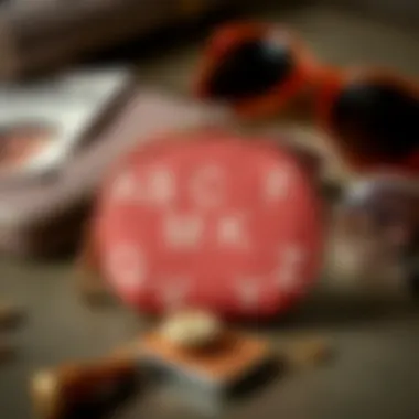 Alphabet Coin Purse with Modern Accessories Stylish alphabet coin purse displayed with modern fashion accessories