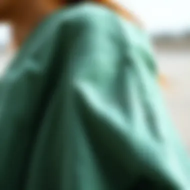 A close-up of the sustainable fabric used in a crop shrug cardigan, highlighting its eco-friendly qualities.