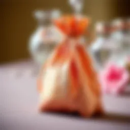 Elegant rose gold favor bag with intricate design