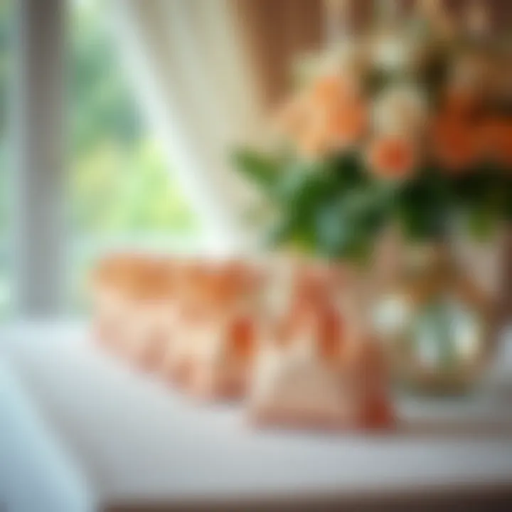 Rose gold favor bags enhancing wedding decor