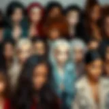 A variety of lace front wigs showcasing different styles and colors.