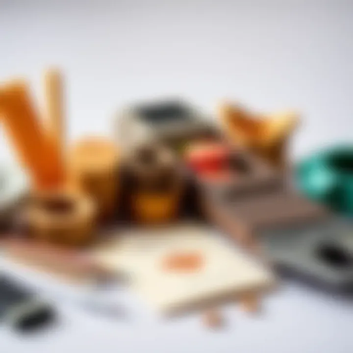 An assortment of crafting materials for making an anniversary card