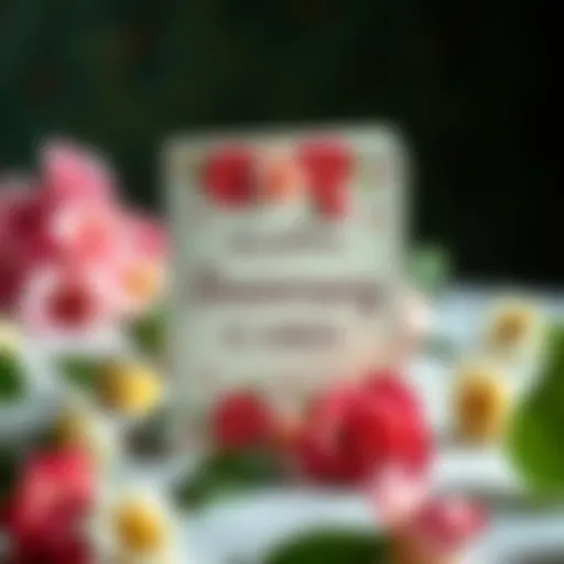 A beautifully designed anniversary card with floral patterns