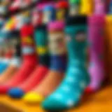 Colorful display of customized socks showcasing various face designs