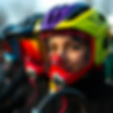 An assortment of cycling face shields in various colors and styles