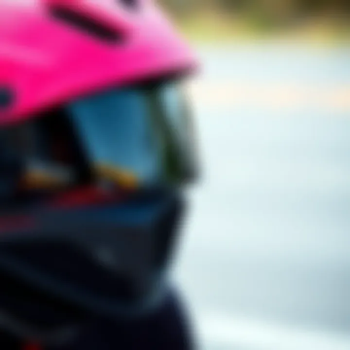 Close-up of a cycling face shield showcasing its fabric and design