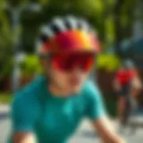 Cyclist wearing a face shield during a sunny ride