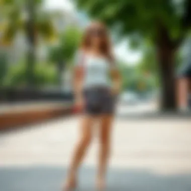 A stylish outfit featuring ditsy floral shorts paired with a chic top.