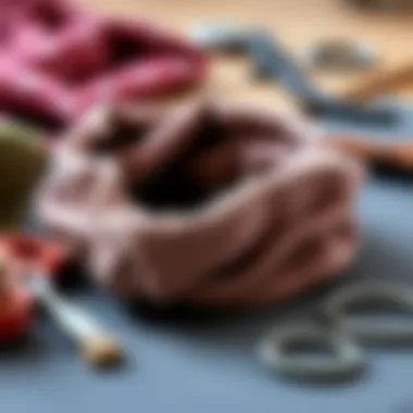 DIY ear-warming headband project with fabric and tools