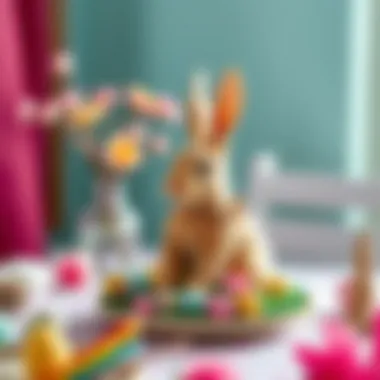 A creative DIY approach to crafting an Easter Bunny cake stand using various materials