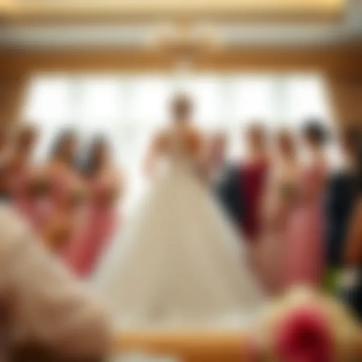 Bridal Party Admiring the Bride's High Waistline Gown Bridal party admiring a bride in a high waistline gown