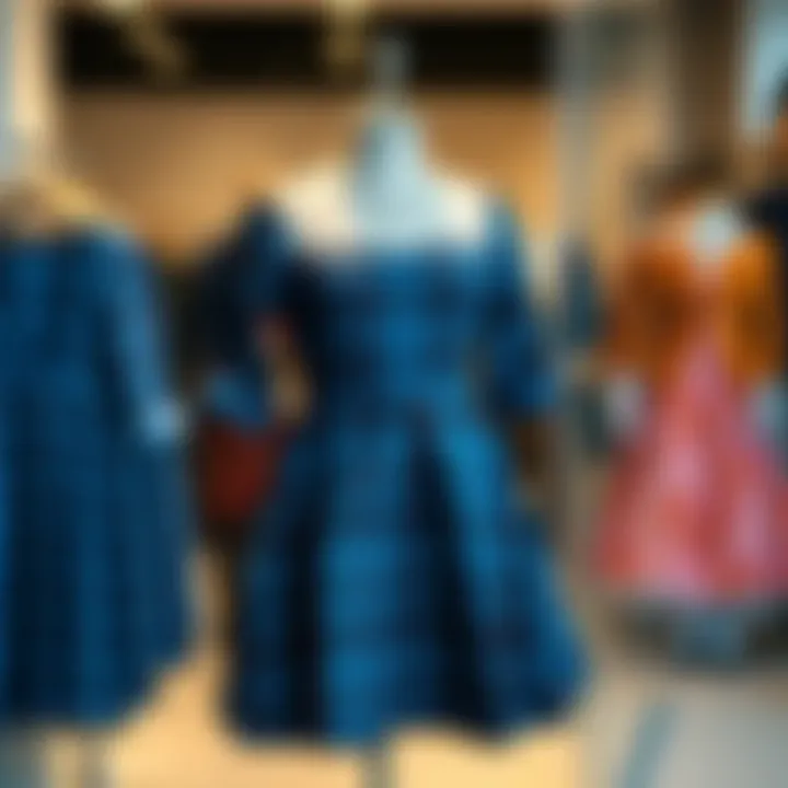 Elegant blue plaid dress on display