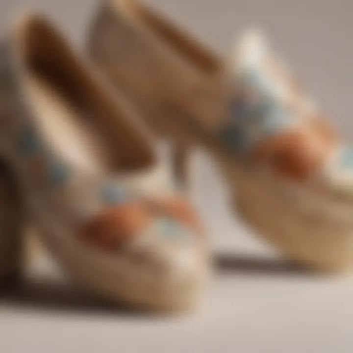 Close-up of the intricate craftsmanship of espadrilles