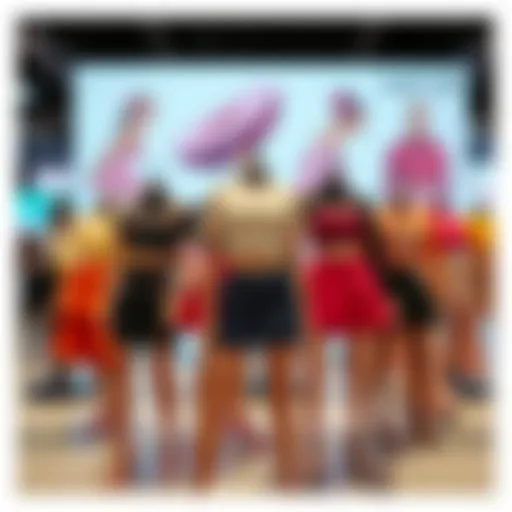 Fashion Fusion: Short Skirts and Crop Tops Vibrant display of short skirts and crop tops in a stylish arrangement.