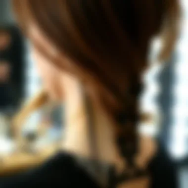 Close-up of feather hair extensions in a professional setting