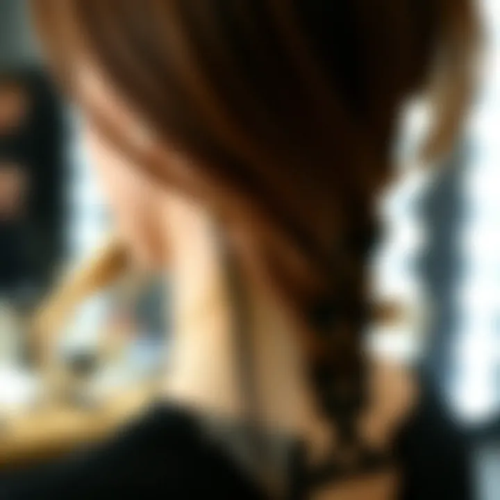 Close-up of feather hair extensions in a professional setting