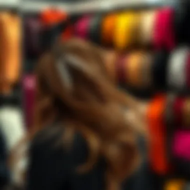 Diverse styles of feather hair extensions displayed creatively