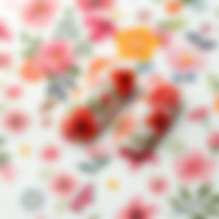 Close-up of floral nail foil sheets in various designs