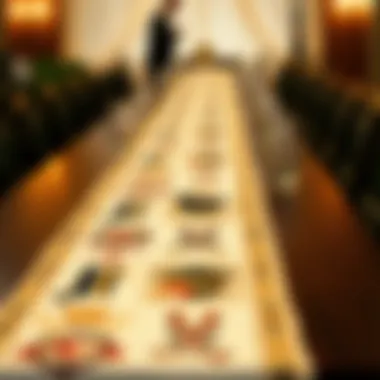 Elegant graduation table runner featuring academic motifs