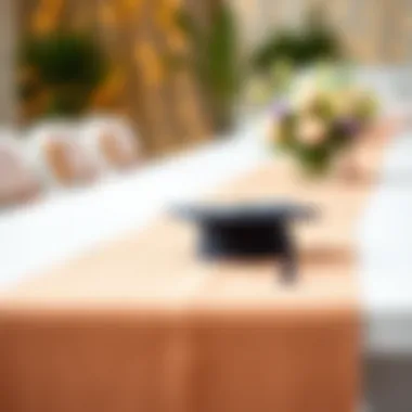 Stylish graduation table runner showcasing elegant fabric choices