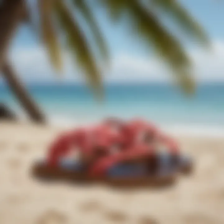 Contemporary Hawaiian sandals styled in a modern fashion context.