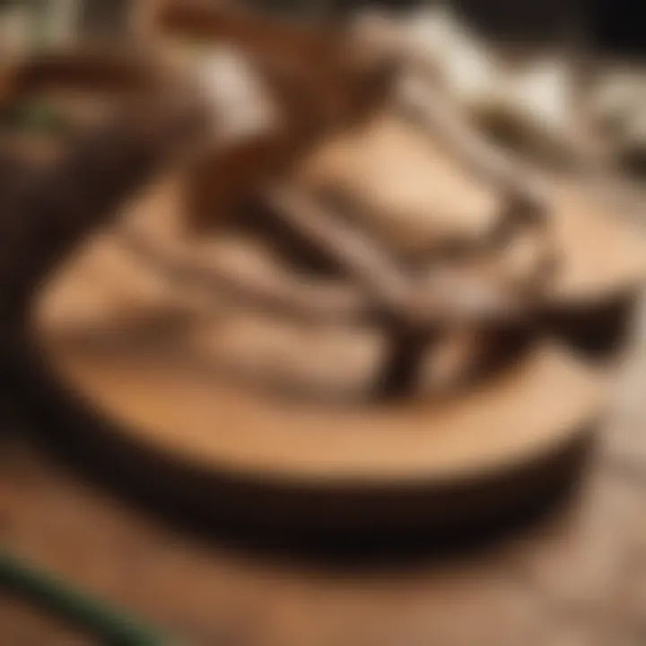 Close-up of the materials used in Hawaiian sandals, highlighting craftsmanship.