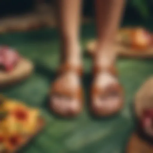 Cultural Heritage in Footwear A vibrant display of traditional Hawaiian sandals showcasing intricate designs.