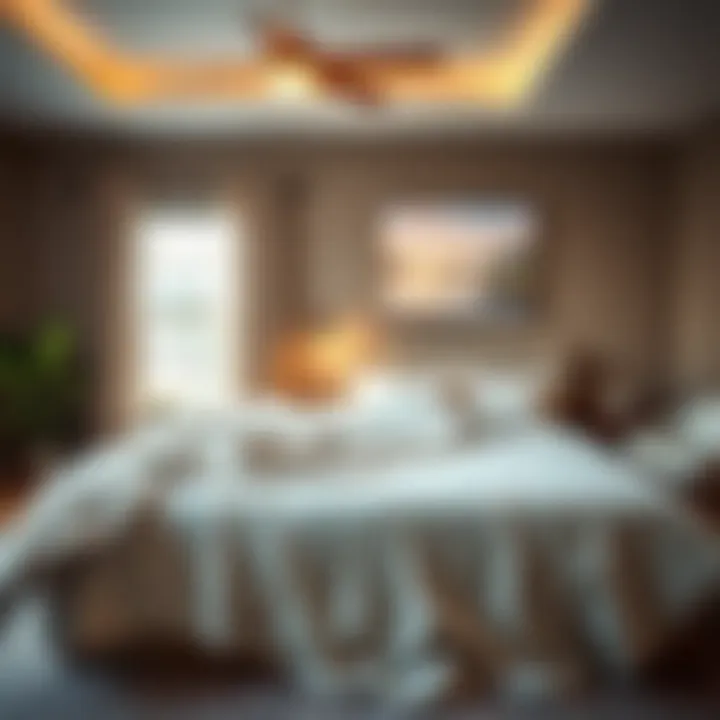 Trendy bedroom featuring a lightweight washable bedspread