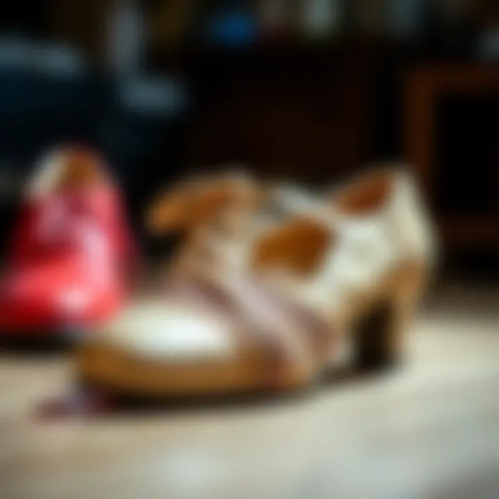 Close-up of various materials used in salsa dance shoes