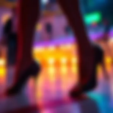 Dancer showcasing performance in low heel salsa shoes