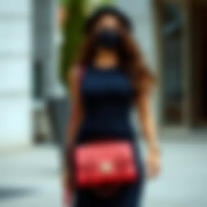 Stylish outfit featuring navy blue skin tight dress accessorized with chic elements