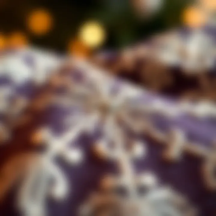 Close-up of intricate textile design symbolizing New Year's celebrations