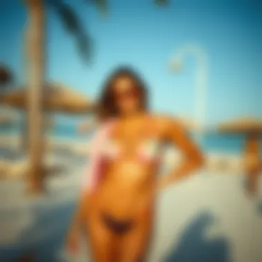 Scene depicting beach lifestyle with oasis swimwear