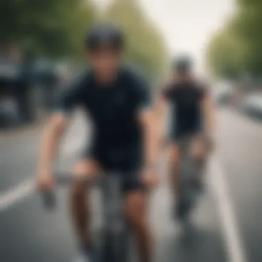 Cyclists wearing padded cycling underwear during a ride