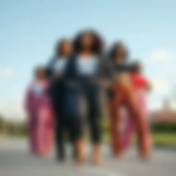 Group of diverse plus size models showcasing matching pants sets