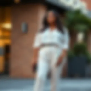 Stylish plus size matching pants set paired with accessories