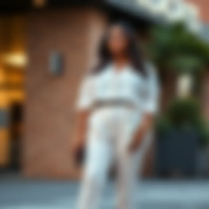 Stylish plus size matching pants set paired with accessories