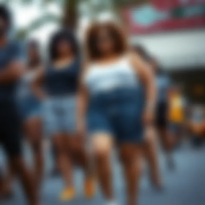 Diverse plus size individuals confidently wearing vintage shorts