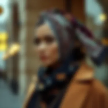 A stylish bohemian head scarf paired with chic contemporary fashion