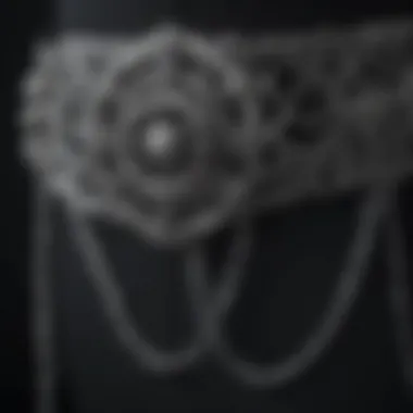 Close-up of intricate goth chain belt design