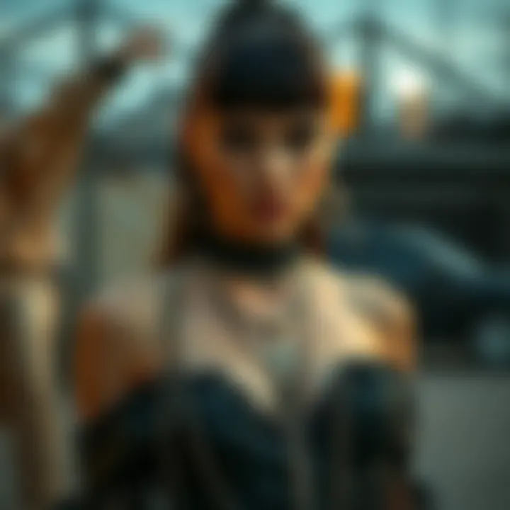 Stylish gothic outfit accessorized with chains and jewelry