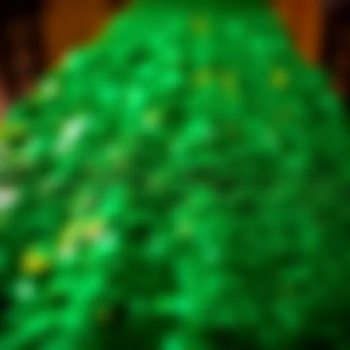 Close-up of shimmering green sequins arranged beautifully