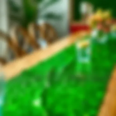 DIY customization of green sequin table runner with eco-friendly elements