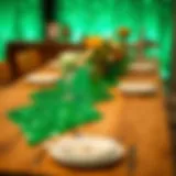 Elegant green sequin table runner on a dining table
