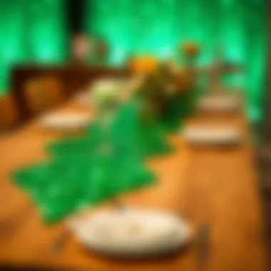 Elegant green sequin table runner on a dining table