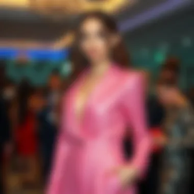 Fashionable woman confidently wearing a sequin pant suit at a gathering