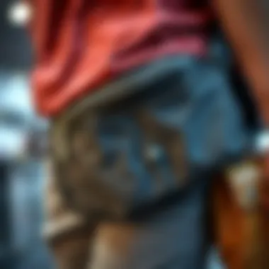 Close-up of anti-theft features and materials in a fanny pack