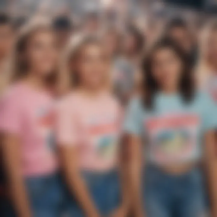 A group of individuals at a rave wearing cute shirts, embodying community and expression